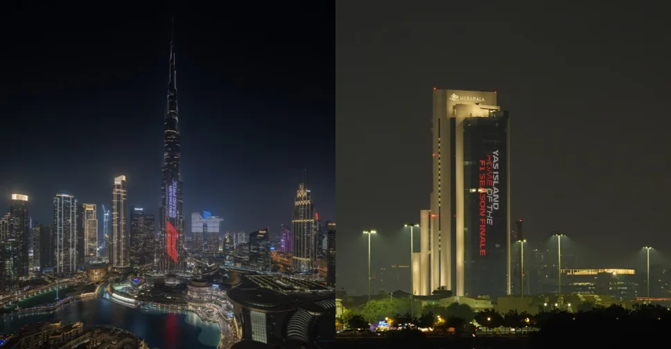 Burj Khalifa и Mubadala Tower подсветкой открыли отсчёт до Гран-при Абу-Даби